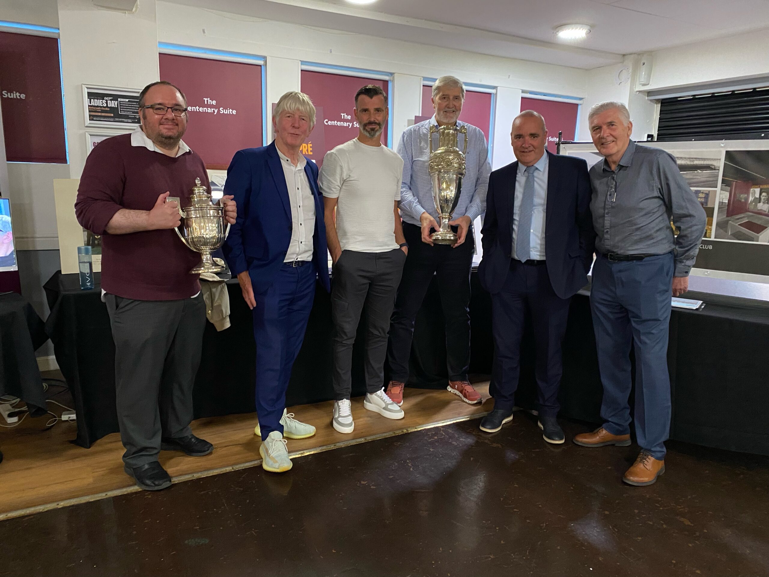 Motherwell Football Club Heritage Group with Club Manager Stuart Kettlewell and Chief Executive Brian Caldwell