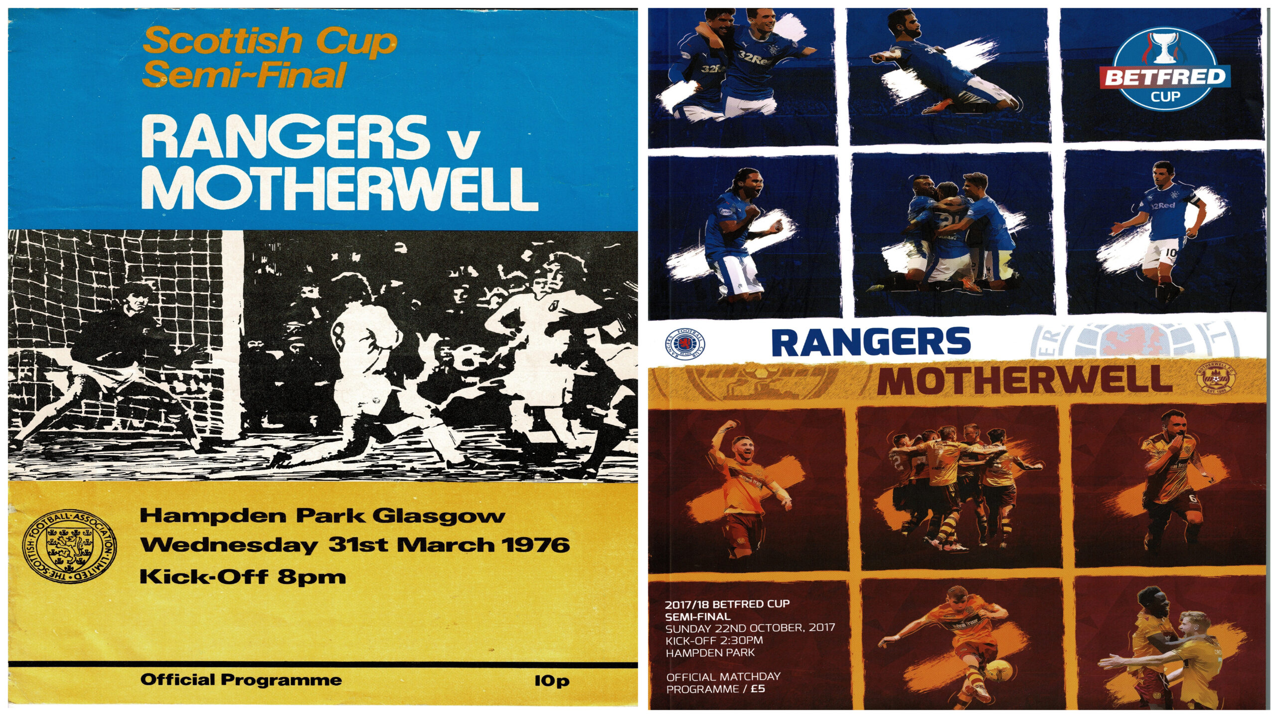 Semi final match programme covers: 1976 Scottish Cup and 2017 Scottish League Cup